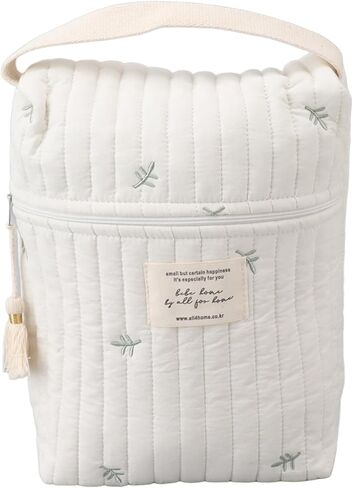 Quilting Embroidered Diapers Bag, Cotton Baby Stroller Zipper Bag with Smooth Zipper and Ergonomic Handle, for Bottle Wipes Pacifier Toys Outdoor Travel (Leaves) in Saudi Arabia
