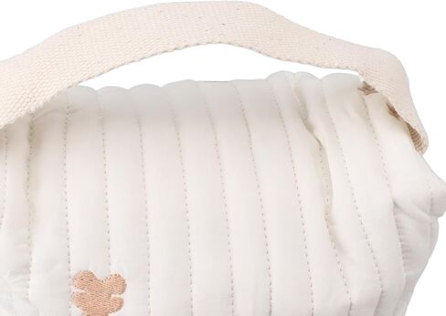 Quilting Embroidered Diapers Bag, Cotton Baby Stroller Zipper Bag with Smooth Zipper and Ergonomic Handle, for Bottle Wipes Pacifier Toys Outdoor Travel (Bear) in Saudi Arabia