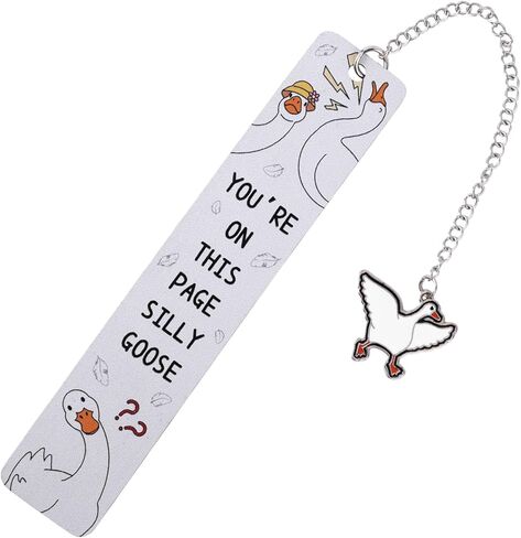 Silly Goose Bookmark, Funny & Cute Zinc Alloy Bookmark Book Perfect Reading Accessory for Women Men Kids Teens & Book Lovers Ideal Gifts for Reading Clubs (Silver) in Saudi Arabia