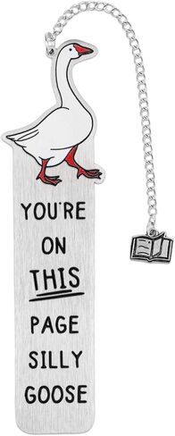 Silly Goose Bookmark, Funny & Cute Zinc Alloy Bookmark Book Perfect Reading Accessory for Women Men Kids Teens & Book Lovers Ideal Gifts for Reading Clubs (Silver) in Saudi Arabia