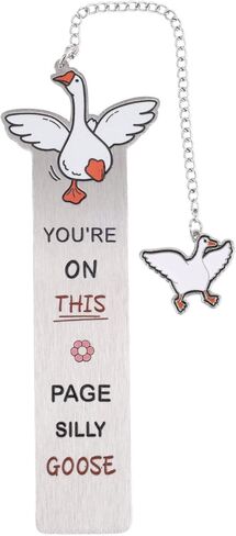 Silly Goose Bookmark, Funny & Cute Zinc Alloy Bookmark Book Perfect Reading Accessory for Women Men Kids Teens & Book Lovers Ideal Gifts for Reading Clubs (Silver) in Saudi Arabia