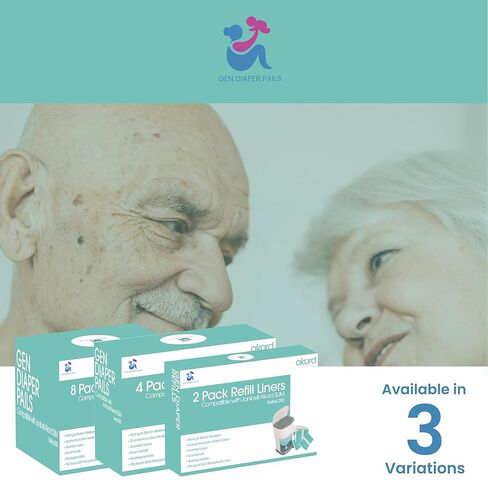 Adult Diaper Liner Refills Compatible with Janibell Akord 280 Slim 2 Pack for 720 Diapers (Extra 10% Length & 30% Thickness) Incontinence Disposal System Plant Scent to Eliminate Waste/Odor Resistant in Saudi Arabia