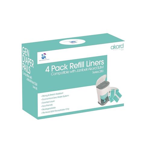 Adult Diaper Liner Refills Compatible with Janibell Akord 280 Slim 2 Pack for 720 Diapers (Extra 10% Length & 30% Thickness) Incontinence Disposal System Plant Scent to Eliminate Waste/Odor Resistant in Saudi Arabia
