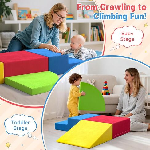 ألعاب تسلق كبيرة للأطفال الصغار، مكعبات تسلق رغوية للأطفال الصغار، مكعبات إسفنجية ناعمة للأطفال للتسلق، مجموعة لعب ناعمة مكونة من 4 قطع، صالة ألعاب رياضية داخلية في الغابة للأطفال الصغار من 1 إلى 3 سنوات، تنسيق الألوان، المهارات الحركية in Kuwait