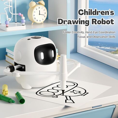 Drawing Robot for Kids with 150 Cards, Voice Interactive Educational Drawing Machine, Montessori Painting Learning Toys for 3 4 5 6 7 8 Year Old Boys Girls Birthday Party in Kuwait