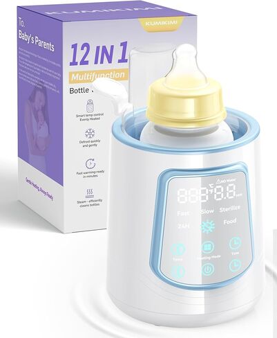 Fast Baby Bottle Warmer for Breastmilk, Smart 12 in 1 Breast Milk Warmer for Baby Essentials with Timer Temperature Control, Sterili-zing, Water Bath Technology, Baby Warmer for All Bottles Grey in Saudi Arabia