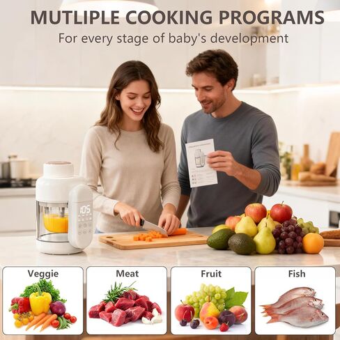 صانع طعام الأطفال، خزان زجاجي ووعاء، محضر طعام زجاجي، 12 أونصة، جهاز بخار وخلاط غير بلاستيكي، صانع هريس بخطوة واحدة، 6 شفرات من الفولاذ المقاوم للصدأ، وصفة مؤقتة للتنظيف الذاتي in Kuwait