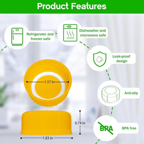 10PCS Baby Bottle Caps for Dr Brown Narrow Bottles, Travel Bottle Lids Replacement for Narrow-Neck Bottle, Tight and Leak-Proof, Yellow in Saudi Arabia