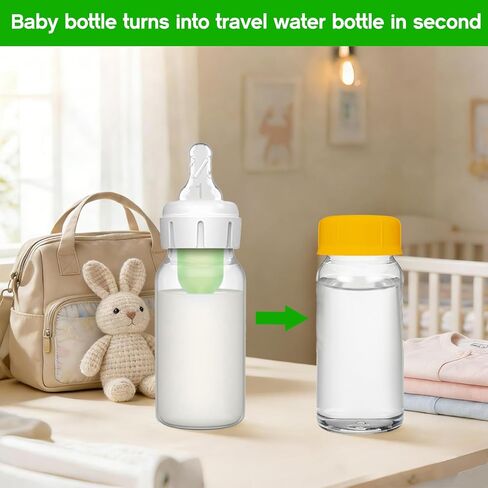 10PCS Baby Bottle Caps for Dr Brown Narrow Bottles, Travel Bottle Lids Replacement for Narrow-Neck Bottle, Tight and Leak-Proof, Yellow in Saudi Arabia