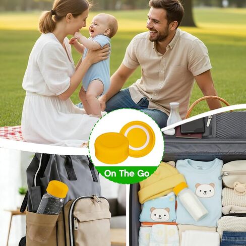 10PCS Baby Bottle Caps for Dr Brown Narrow Bottles, Travel Bottle Lids Replacement for Narrow-Neck Bottle, Tight and Leak-Proof, Yellow in Saudi Arabia