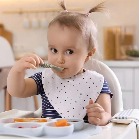 PandaEar 7 Pack Silicone Baby Feeding Spoon | Baby Led Weaning Supplies | Toddler Infant Feeding Spoon First Stage in Saudi Arabia