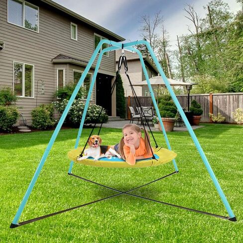 Swing Stand for Kids & Adults,Heavy Duty Swing Frame,Supports 330 lbs,Fits Most Saucer & Tree Swings &Sensory Swing,Indoor/Outdoor Use (Seat NOT Included) (Gray) in Saudi Arabia