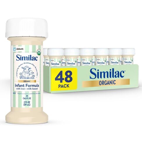 Similac Organic Infant Formula, Easy to Digest, USDA-Certified Organic, Ready to Feed, 2-fl-oz Bottle, Pack of 48 in Saudi Arabia