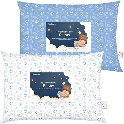 وسادة أطفال من KeaBabies مكونة من قطعتين من عمر عامين إلى 5-13 × 18 وسادة أطفال من القطن العضوي الناعم للنوم والسفر والمدرسة والرعاية النهارية والقيلولة وسرير الأطفال الصغار، يمكن غسلها في الغسالة، بدون كيس وسادة (أبيض ناعم) in Kuwait