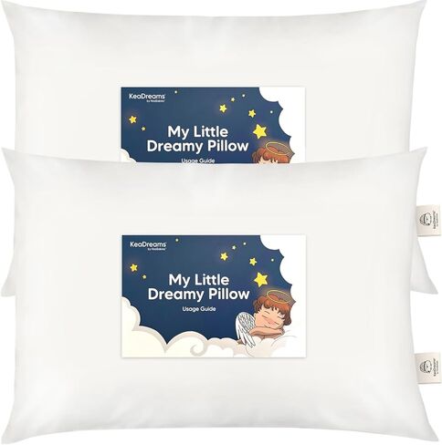 وسادة أطفال من KeaBabies مكونة من قطعتين من عمر عامين إلى 5-13 × 18 وسادة أطفال من القطن العضوي الناعم للنوم والسفر والمدرسة والرعاية النهارية والقيلولة وسرير الأطفال الصغار، يمكن غسلها في الغسالة، بدون كيس وسادة (أبيض ناعم) in Kuwait