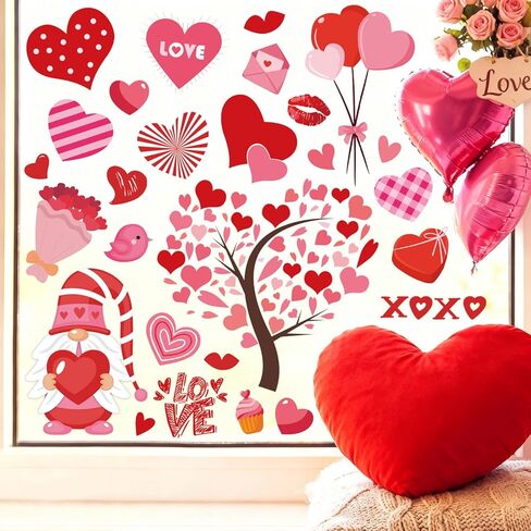 ملصقات نافذة لعيد الحب، 8 ورقات لاصقة لنافذة عيد الحب السعيد على الوجهين، ملصقات على شكل قلب للمنزل والفصول الدراسية وحفلات الذكرى السنوية للزفاف in Kuwait