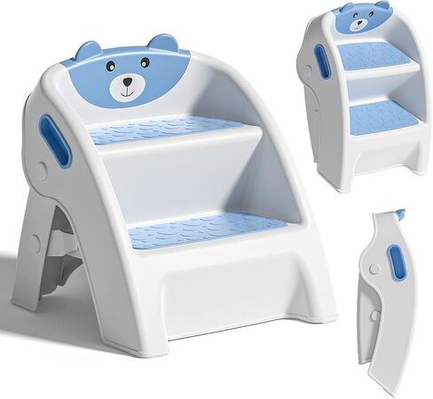 مقعد TPN للأطفال الصغار لحوض الحمام والتدريب على المرحاض، متين مضاد للانزلاق، إطار A مضاد للطرف، تجميع 10 ثوانٍ، مقعد نونية بخطوتين مع خطوات واسعة (رمادي) in Kuwait