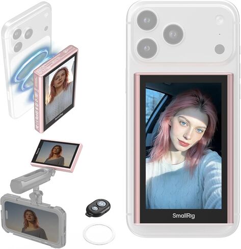 SmallRig Pink Phone Monitor Screen with Wireless Control, 1080P Wireless Recording (Support 4K 30fps), Magnetic Video Monitor for MagSafe for iPhone, for Vlogging Live Streaming Content Creation-5746 in Saudi Arabia