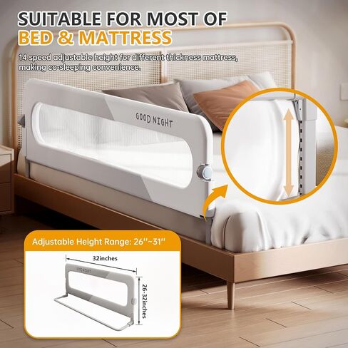 Foldable Toddler Bed Rails - Kids Guard Bumper for Crib Safe Bed Side Rail for Twin Queen King Full Size Beds 32inch in Saudi Arabia