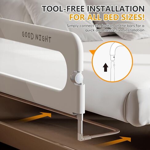 Foldable Toddler Bed Rails - Kids Guard Bumper for Crib Safe Bed Side Rail for Twin Queen King Full Size Beds 32inch in Saudi Arabia