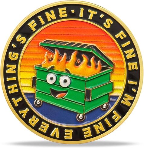 عملة BHealthLife Dumpster Fire Challenge - عملة تحدي الكلاب "This is Fine" - هدايا تقدير الموظفين الفكاهية، ملحقات مكتب المكتب، هدايا مضحكة لزملاء العمل (فضية) in Saudi Arabia