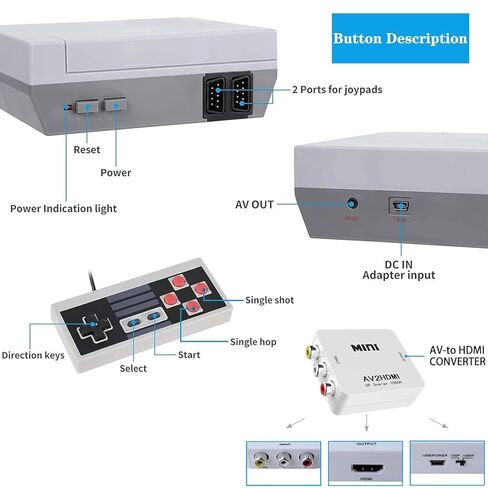 Hqeeun 620 Retro Game Console, 8-Bit Classic Video Gaming Consoles Built-in with 620 Games and 2 Controllers for Christmas Birthday Gifts- HDMI and AV Output in Kuwait