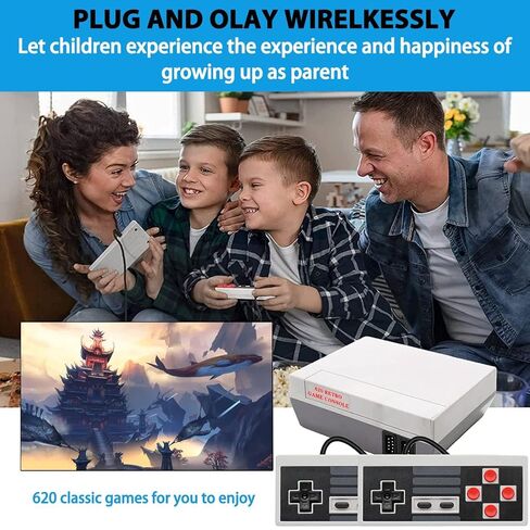 Hqeeun 620 Retro Game Console, 8-Bit Classic Video Gaming Consoles Built-in with 620 Games and 2 Controllers for Christmas Birthday Gifts- HDMI and AV Output in Kuwait