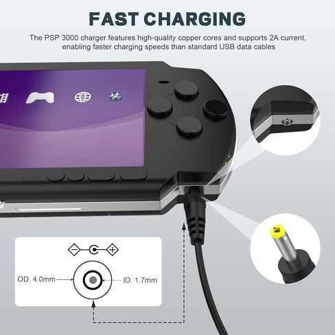 Zosvoses PSP USB Charging Cable Compatible with Sony PSP 1000 2000 3000 Series Handheld Gaming Console System, 3.3ft in Saudi Arabia