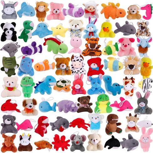 72 حزمة مصغرة الحيوانات المحشوة ، والحيوانات الصغيرة المحشوة بالجملة ، وجوائز كرنفال آلة المخلب ، والألعاب الفخمة لصندوق الكنز في الفصل ، وأشجار سلة عيد الفصح ، وفضلات الحفلات لطفل هدية in Kuwait