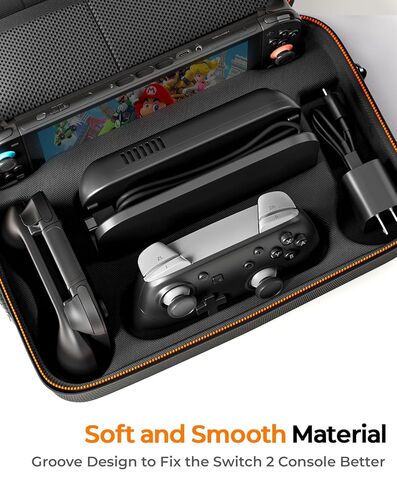 حقيبة حمل COOWPS Switch 2 2025، مع 4 قطع مقابض إبهام، 20 فتحة لبطاقة الألعاب، حقيبة تخزين صلبة للسفر حماية كاملة الكل في واحد لملحقات وحدة تحكم Nintendo Switch 2 Pro in Kuwait