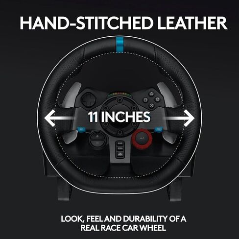 عجلة سباق Logitech G29 Driving Force ودواسات أرضية، ردود فعل حقيقية للقوة، غطاء عجلة قيادة جلدي لأجهزة PS5، PS4، PC، Mac - أسود (متجدد) in Kuwait
