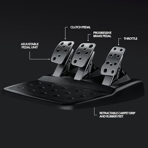 عجلة سباق Logitech G29 Driving Force ودواسات أرضية، ردود فعل حقيقية للقوة، غطاء عجلة قيادة جلدي لأجهزة PS5، PS4، PC، Mac - أسود (متجدد) in Kuwait
