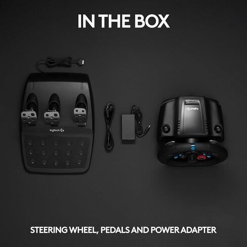 عجلة سباق Logitech G29 Driving Force ودواسات أرضية، ردود فعل حقيقية للقوة، غطاء عجلة قيادة جلدي لأجهزة PS5، PS4، PC، Mac - أسود (متجدد) in Kuwait