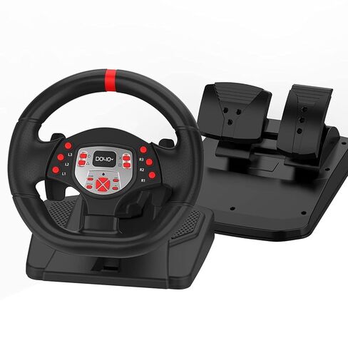 DOYO PS4 Steering Wheel and pedals and shifter, volante para PC, 180°gaming racing wheels Dual-Motor Feedback Driving Force for PS3/PS4/PC/Nintendo Switch/Android in Kuwait