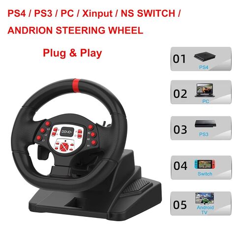 DOYO PS4 Steering Wheel and pedals and shifter, volante para PC, 180°gaming racing wheels Dual-Motor Feedback Driving Force for PS3/PS4/PC/Nintendo Switch/Android in Kuwait