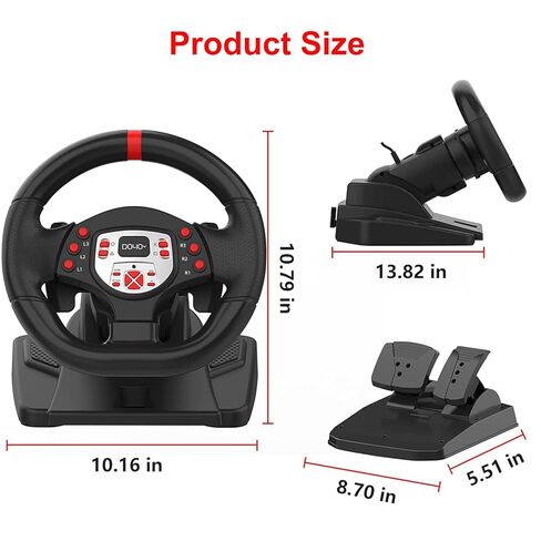 DOYO PS4 Steering Wheel and pedals and shifter, volante para PC, 180°gaming racing wheels Dual-Motor Feedback Driving Force for PS3/PS4/PC/Nintendo Switch/Android in Kuwait