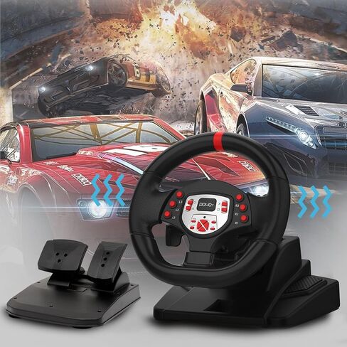 DOYO PS4 Steering Wheel and pedals and shifter, volante para PC, 180°gaming racing wheels Dual-Motor Feedback Driving Force for PS3/PS4/PC/Nintendo Switch/Android in Kuwait