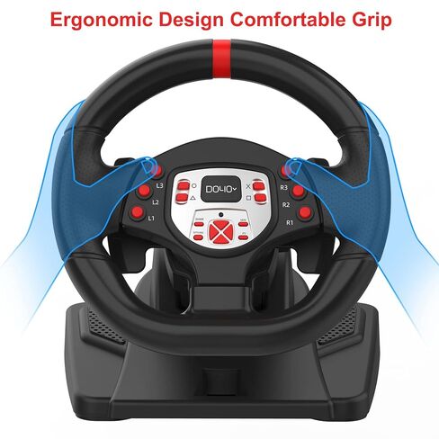 DOYO PS4 Steering Wheel and pedals and shifter, volante para PC, 180°gaming racing wheels Dual-Motor Feedback Driving Force for PS3/PS4/PC/Nintendo Switch/Android in Kuwait