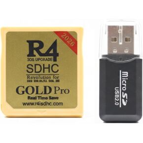 خرطوشة R4 SDHC Gold pro 2026 ثنائية النواة متوافقة مع 2DS/3DS/LL/XL NDSL NDSI الجديدة، تتضمن محول بطاقة، بدون قنبلة زمنية، التوصيل والتشغيل المحمل مسبقًا in Kuwait