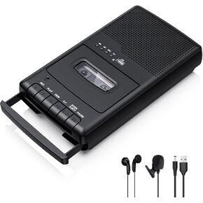 Portable Tape USB Player with Stand-Alone Mic, Cassette Players Recorder, Cassettes Tape Digital Converter to USB Flash Disk, Built-in Speaker, Retractable Handle, One-Touch Recording in Saudi Arabia