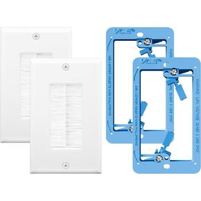 VCE Brush Wall Plate Cable Pass Through with Bracket, Decorator Cover for Low Voltage Cables - White, 2-Pack in Saudi Arabia
