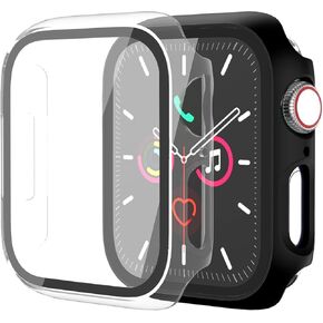 حافظة لواقي شاشة Apple Watch SE 3 (2025)/SE 2/SE/Series 4 5 6 44 ملم زجاج مقسى عالي الدقة | سليم الحرس الوفير | تغطية كاملة للحماية | غطاء وجه صلب من البولي كربونات متوافق مع iWatch in Kuwait