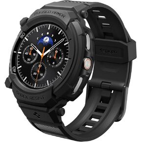 Spigen Rugged Armor Pro مصمم لساعة Samsung Galaxy Watch 8 Classic 46mm مع غطاء TPU واقٍ مع حزام (2025) - أسود غير لامع in Saudi Arabia