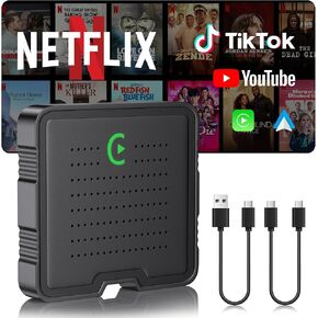 محول CarPlay لاسلكي 2 في 1 لبث Netflix/YouTube/TikTok/TF Card، 2025 Magic Video AI Box & Android Auto Dongle، التوصيل والتشغيل، يناسب iPhone 8+/iOS10+/Android 11+ in Kuwait