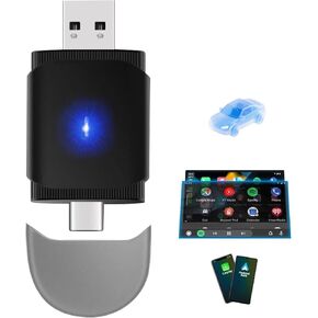 2026 محول لاسلكي 2 في 1 لـ Apple CarPlay وAndroid Auto، التوصيل والتشغيل سلكي صغير بزمن وصول منخفض إلى دونجل لاسلكي للسيارات ذات واجهات USB من النوع A أو النوع C، لهواتف iPhone وAndroid، بدون تأخير in Kuwait