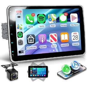 ستيريو سيارة أحادي الدين مع Carplay Android Auto، شاشة لمس 6.86 بوصة، راديو 1 Din مع كاميرا احتياطية، مستقبل صوت السيارة يدعم وصلة مرآة بلوتوث FM USB EQ التحكم في عجلة القيادة in Kuwait