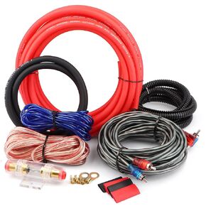0 Gauge Car Amp Wiring Kit up to 3000W Car Amplifier Installation Wiring Helps You Make Connections and Brings Power to Your Radio, Subwoofers Speakers (4 Gauge) in Kuwait