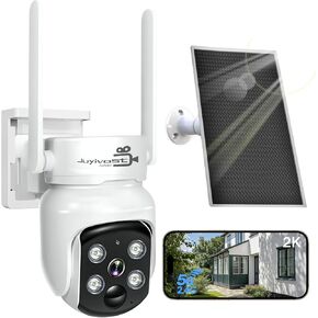 كاميرات مراقبة تعمل بالطاقة الشمسية 2K لاسلكية في الهواء الطلق، 2.4G/5G WIFI 360 درجة كاميرات تعمل بالطاقة الشمسية بدقة 4 ميجابكسل لأمن المنزل مع صفارة إنذار كاشفة للحركة PIR، رؤية ليلية ملونة، صوت ثنائي الاتجاه، مقاومة للماء in Kuwait