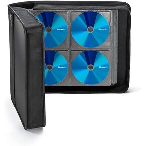 SANWA 512 Capacity CD Case, Blu Ray Case Holder, Movie Music Media Disc Wallet, Hardshell DVD VCD Binder Storage Box, Portable Zipper, EVA Protective Sleeve with Handle, for Car, Home, Office, Black in Saudi Arabia