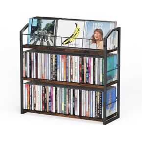 حامل أقراص مضغوطة ثلاثي الطبقات، لتخزين الأقراص المضغوطة ورف للعرض، منظم تخزين مع رف علوي للعرض، رف حامل ممتاز للمنزل والمكتب والمطبخ، يحمل 123 قرصًا مضغوطًا in Kuwait